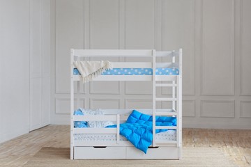 Детская двухъярусная кровать без крыши с ящиками, цвет белый в Йошкар-Оле