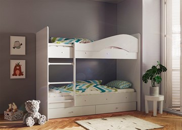 Детская двухэтажная кровать Мая с 2 ящиками на щитах, цвет Млечный дуб в Йошкар-Оле
