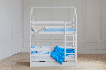 Детская двухэтажная кровать Домик с ящиками, цвет белый в Йошкар-Оле