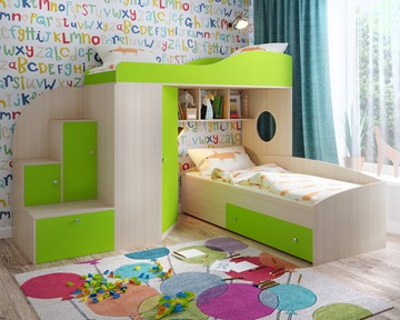 Детская кровать-шкаф Кадет-2, корпус Дуб, фасад Лайм в Йошкар-Оле