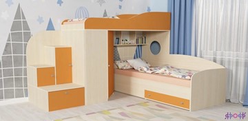Детская кровать-шкаф Кадет-2, корпус Дуб, фасад Оранжевый в Йошкар-Оле