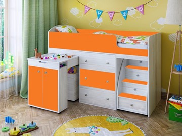 Детская кровать-шкаф Малыш 1600, корпус Винтерберг, фасад Оранжевый в Йошкар-Оле