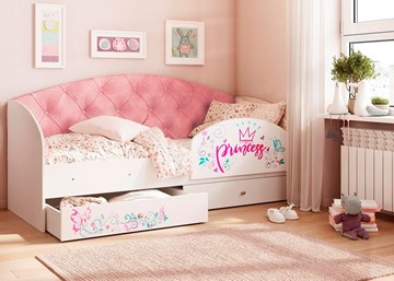 Детская кровать Эльза с бортиком, Розовый (щиты) в Йошкар-Оле
