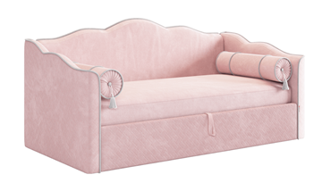 Кроватка с подъемным механизмом Лея (Софа) 90х200 (нежно-розовый (велюр)/галька (велюр)) в Йошкар-Оле