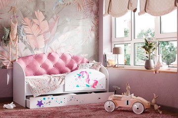 Кровать детская односпальная Звездочка с бортиком, Розовый в Йошкар-Оле