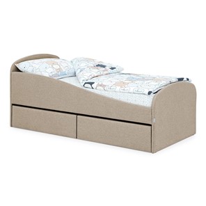 Мягкая кровать с ящиками Letmo 190х80 песочный (рогожка) в Йошкар-Оле
