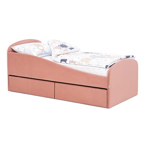 Кровать в детскую с ящиками Letmo 190х80 пудровый (велюр) в Йошкар-Оле