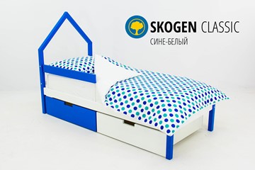 Кровать-домик детская мини Skogen сине-белый в Йошкар-Оле
