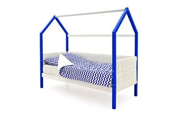 Кровать-домик «Svogen сине-белый» мягкая в Йошкар-Оле