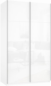 Шкаф Прайм (Белое стекло/Белое стекло) 1200x570x2300, белый снег в Йошкар-Оле