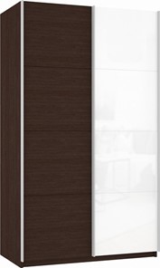 Шкаф 2-дверный Прайм (ДСП/Белое стекло) 1400x570x2300, венге в Йошкар-Оле