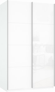 Шкаф 2-дверный Прайм (ДСП/Белое стекло) 1200x570x2300, белый снег в Йошкар-Оле