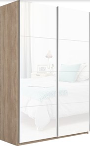 Шкаф 2-дверный Прайм (Белое стекло/Белое стекло) 1400x570x2300, дуб сонома в Йошкар-Оле
