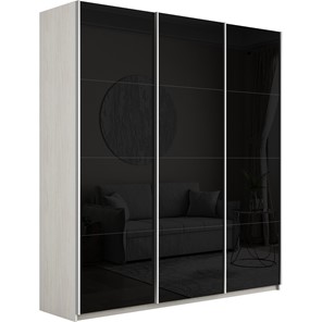 Шкаф 3-створчатый Широкий Прайм (Черное стекло) 2400x570x2300, Ясень Анкор светлый в Йошкар-Оле