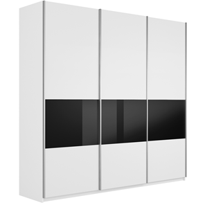 Шкаф Широкий Прайм (ДСП / Черное стекло) 2400x570x2300, Белый снег в Йошкар-Оле