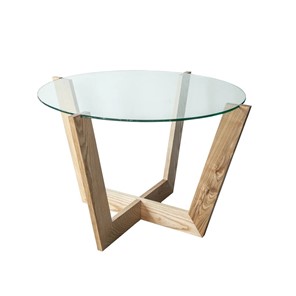 Круглый столик Оникс-10, Натуральный массив/Прозрачное стекло в Йошкар-Оле