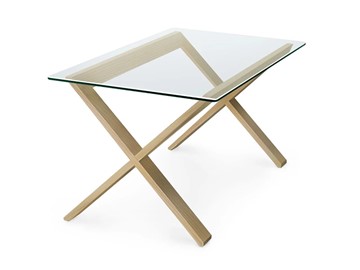 Стеклянный столик Оникс-11, Натуральный массив/Прозрачное стекло в Йошкар-Оле