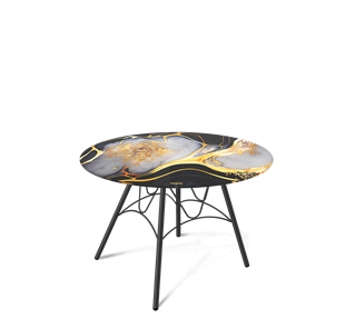 Круглый столик SHT-S100 / SHT-TT32 60 стекло/МДФ (черный алмаз/черный муар) в Йошкар-Оле