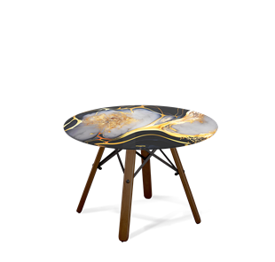Круглый столик SHT-S70 / SHT-TT32 60 стекло/МДФ (черный алмаз/темный орех/черный муар) в Йошкар-Оле