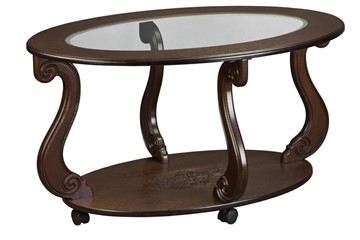 Стеклянный столик в зал Овация-С, на колесах, темно-коричневый в Йошкар-Оле