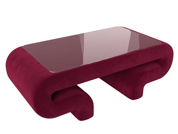 Стеклянный столик в зал Волна, бордовый (микровельвет) в Йошкар-Оле