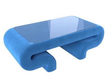 Стеклянный журнальный столик Волна, голубой (велюр) в Йошкар-Оле