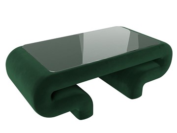 Стеклянный столик в зал Волна, зеленый (велюр) в Йошкар-Оле