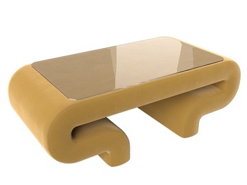 Стеклянный журнальный столик Волна, желтый (микровельвет) в Йошкар-Оле