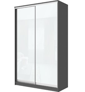 Шкаф 2-х дверный Хит-22-12/2-22 с цветным стеклом, белое №10, Графит в Йошкар-Оле