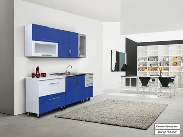 Кухня прямая Мыло 224 2000х718, цвет Синий/Белый металлик в Йошкар-Оле