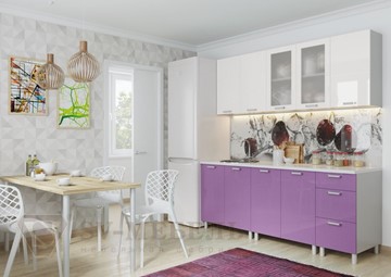 Готовая прямая кухня Модерн, белый глянец/фиолетовый металлик в Йошкар-Оле