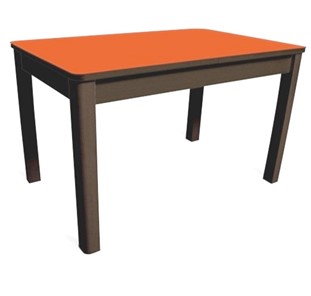 Обеденный стол Айсберг-05 СТ1, венге ЛДСП/стекло оранжевое/42 прямые массив венге в Йошкар-Оле