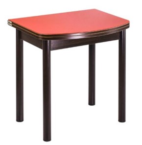 Кухонный стол раскладной СПГ-01 СТ1, венге ЛДСП/стекло оранжевое/38 прямые трубки крашеные коричневый в Йошкар-Оле