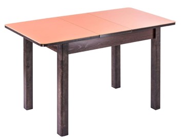 Кухонный раздвижной стол Айсберг-07 СТ1, венге ЛДСП/стекло оранжевое/42 прямые массив венге в Йошкар-Оле