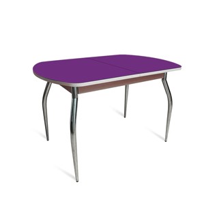 Кухонный стол раскладной ПГ-02 СТ2, дуб молочный/фиолетовое стекло/35 хром гнутые металл в Йошкар-Оле
