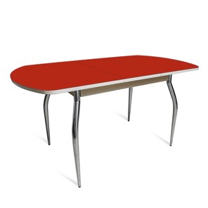 Кухонный стол раздвижной ПГ мини СТ2 белое/алое стекло/35 хром гнутые металл в Йошкар-Оле