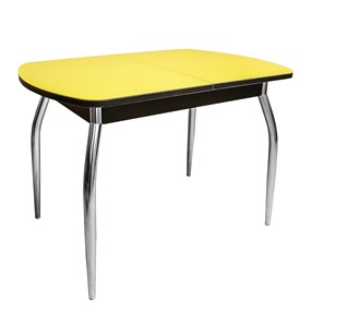Кухонный стол раздвижной ПГ-01 СТ2, венге/желтое стекло/35 хром гнутые металл в Йошкар-Оле