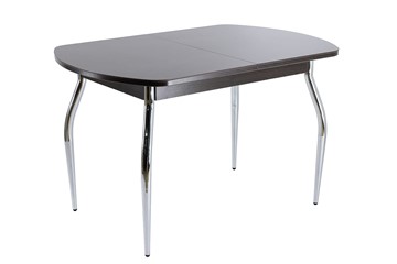 Стеклянный стол ПГ-07 СТ1 венге/черное стекло/хром фигурные в Йошкар-Оле