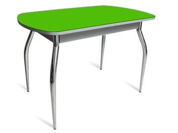 Кухонный обеденный стол ПГ-04 СТ белое/зеленое стекло/хром фигурные в Йошкар-Оле