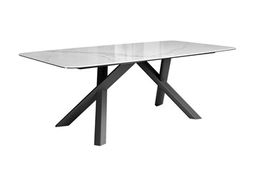 Керамический кухонный стол DikLine KS220 керамика Cloud (белый глянец C11)/опоры черные в Йошкар-Оле