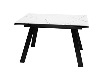 Стол обеденный раздвижной DikLine DKL140 Керамика Белый мрамор/опоры черные (2 уп.) в Йошкар-Оле