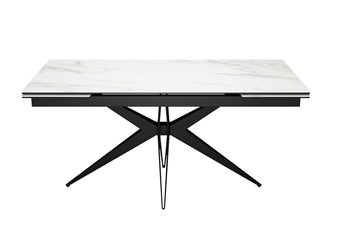 Керамический обеденный стол DikLine KW160 мрамор С41 (керамика белая)/опоры черные в Йошкар-Оле