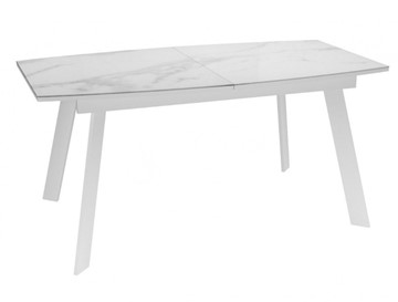 Кухонный стол раскладной Dikline XLS160 мрамор белый глянец/ножки белые в Йошкар-Оле