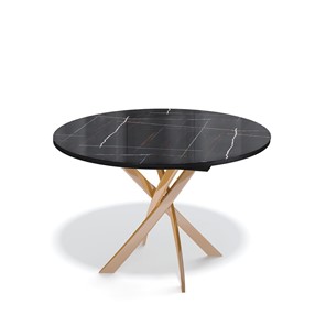 Стеклянный обеденный стол Kenner R1100 (Золото/Венге/Черный камень глянцевый) в Йошкар-Оле