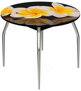 Кухонный стол раздвижной Ривьера - Круг, ноги метал. крашеные №24, ФП (Цветы №11) в Йошкар-Оле