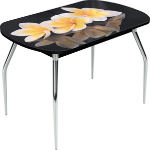Кухонный стол раздвижной Ривьера исп.1 ноги метал. крашеные №24 Фотопечать (Цветы №11) в Йошкар-Оле