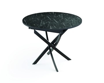 Раскладной стол 55.04 Адажио, мрамор черный/черный/металл черный в Йошкар-Оле