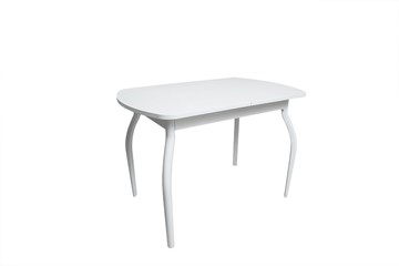 Кухонный раздвижной стол ПГ-01СТ белое/белое/крашенные фигурные в Йошкар-Оле
