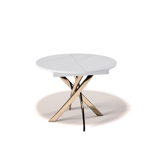 Кухонный круглый стол Kenner R1100 (Золото/Белое/Стекло белое глянец) в Йошкар-Оле