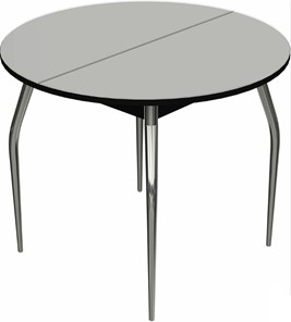 Круглый стол на кухню Ривьера исп. круг хром №5 (стекло белое/черный) в Йошкар-Оле